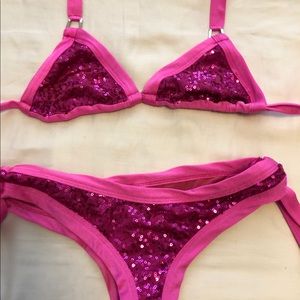 Brazilian bottom two piece sequin bikini